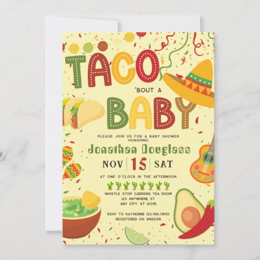 Invitation Taco pour bébé espagnol (Devant)