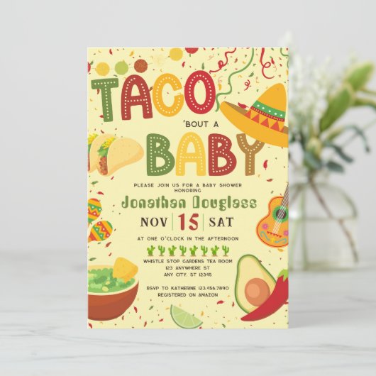 Invitation Taco pour bébé espagnol (Debout devant)