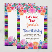 Invitation Taco sur Fiesta Mexicaine 1er anniversaire fête (Devant / Derrière)