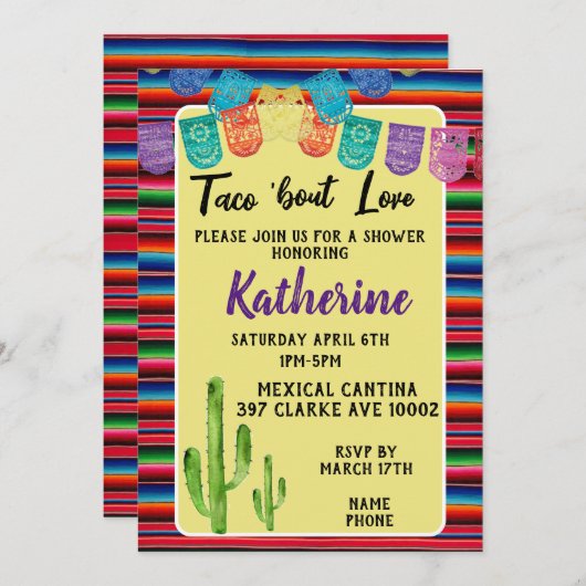 Invitation Taco 'sur l'amour (Devant / Derrière)