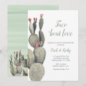 Invitation Taco sur l'amour Cactus Baby shower de pêche (Devant / Derrière)