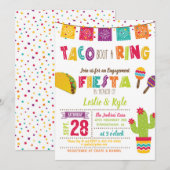 Invitation Taco sur une bague - Mariage/ Fête de Couple Blanc (Devant / Derrière)