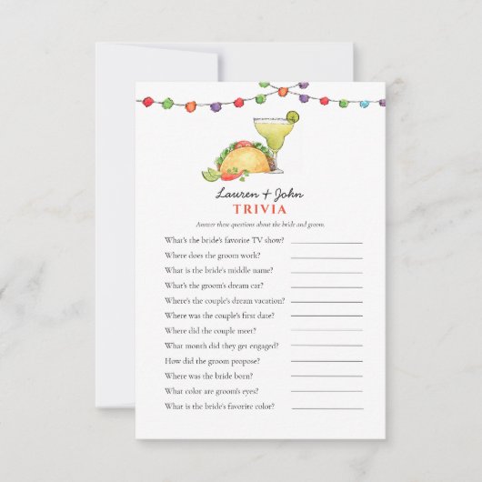 Invitation Taco & Tequila Fiesta Jeux de trivia pour couple (Devant)