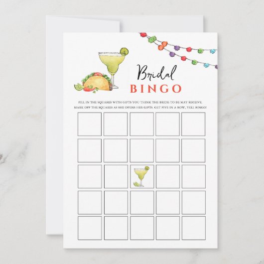 Invitation Taco & Tequila Fiseta Fête des mariées Bingo (Devant)