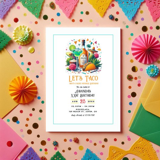 Invitation Taco & Tequila Nacho Fête Moyenne Anniversaire