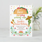 Invitation Taco TWOSday 2e anniversaire Fiesta Card (Debout devant)