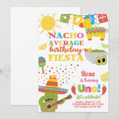 Invitation Taco Twosday birthday invitation, girl fiesta. (Devant / Derrière)