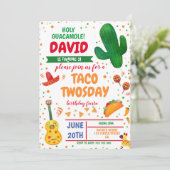 Invitation Taco Twosday Boy Birthday Fiesta Cactus Mexique (Debout devant)