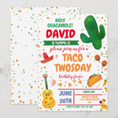 Invitation Taco Twosday Boy Birthday Fiesta Cactus Mexique (Devant / Derrière)