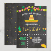 Invitation Taco Twosday Boy Fiesta 2e fête d'anniversaire Mex (Devant / Derrière)