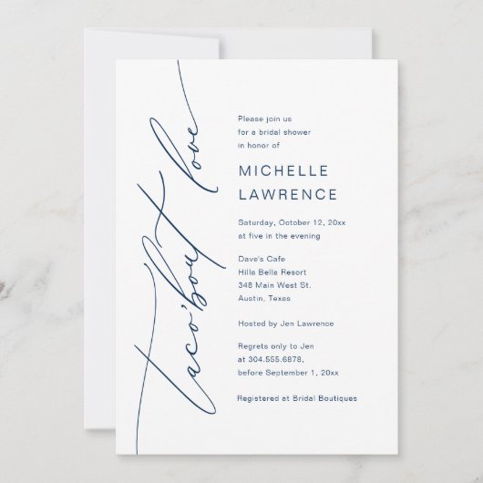 Invitation Taco'bout d'amour, fête de la Fête des mariées (Devant)