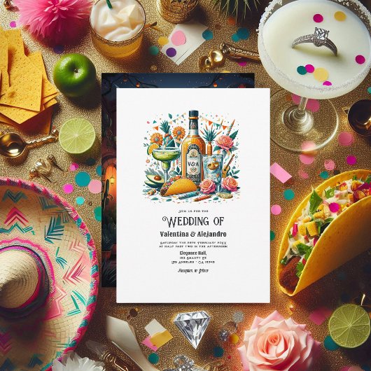 Invitation Tacos amusants et Mariage Tequila avec bouteille M