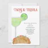 Invitation Tacos and Tequila Margarita Birthday Party (Devant)