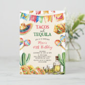 Invitation Tacos and Tequila Mexican Adult Birthday (Debout devant)