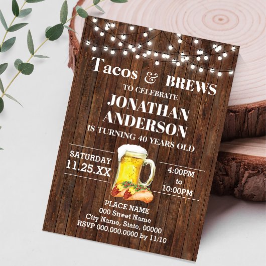 Invitation Tacos & Brews Adultes Occidentaux Anniversaire