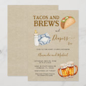Invitation Tacos Brews et Diapers Baby shower Kraft (Devant / Derrière)