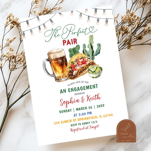Invitation Tacos et brasse Parfait Partie d'Engagement Pair