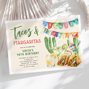 Invitation Tacos et Margaritas Anniversaire Adulte Mexicain
