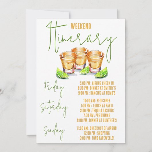 Invitation Tacos et Tequila Bachelorette Week-end (Dos)