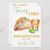 Invitation Tacos et Tequila Bachelorette Week-end (Devant / Derrière)