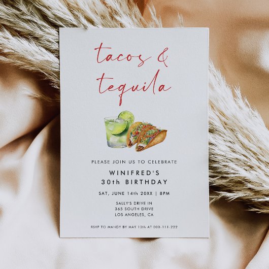 Invitation Tacos et Tequila fête d'anniversaire