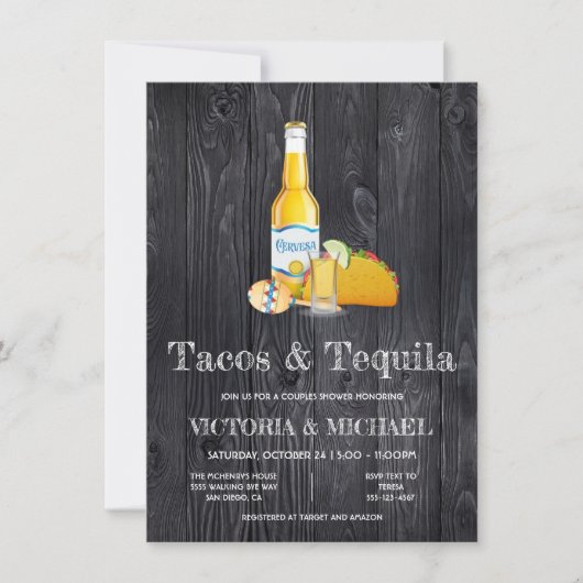 Invitation Tacos & Tequila Couples Volonté de douche (Devant)