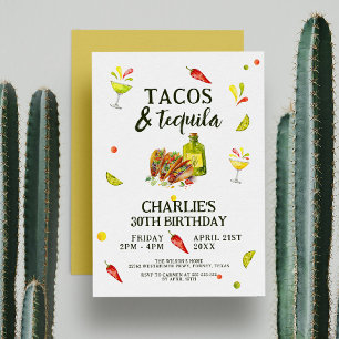 Invitation Tacos & Tequila Fun Summer Tropical Birthday Party