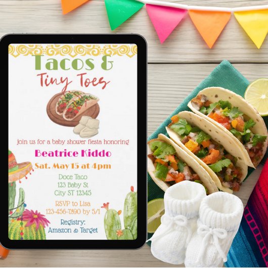 Invitation Tacos & Tiny Toes Baby Shower