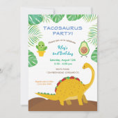 Invitation Tacosaurus fête d'anniversaire - dinosaure et taco (Devant)