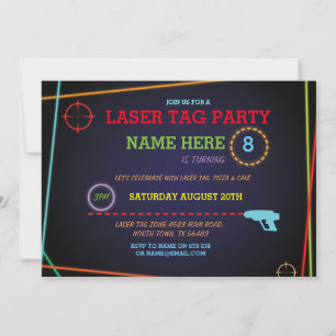 Invitation Tag laser Anniversaire de fête Zone de jeu laser N