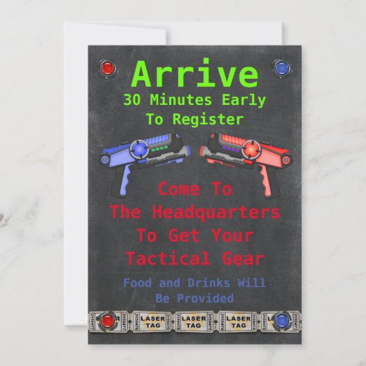 Invitation Tag laser Cheaters fête d'anniversaire (Dos)