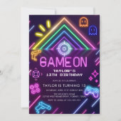 Invitation Tag Neon Glow Laser Anniversaire (Devant)