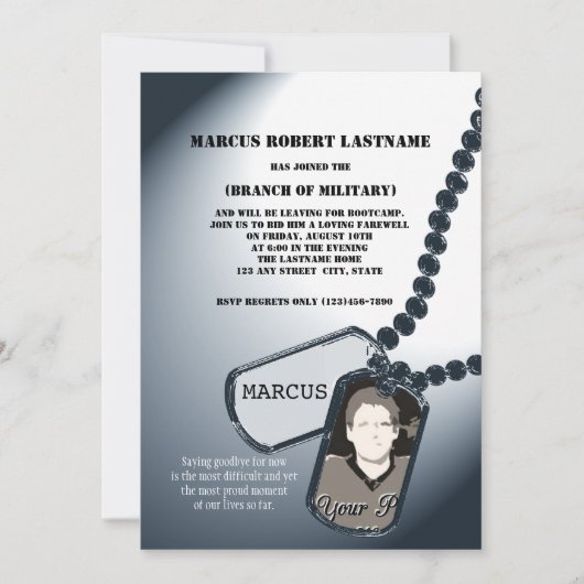 Invitation Tags de chien militaire Photo (Devant)