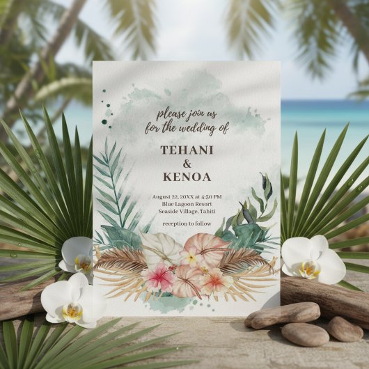Invitation Tahiti | Mariage Tropical Beach Island