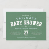 Invitation Tailgate baby shower fun light blue football (Devant)