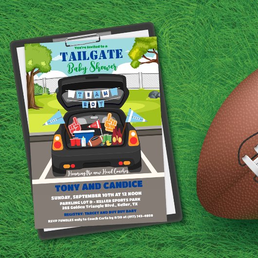 Invitation Tailgate Football Baby shower Couples Douche