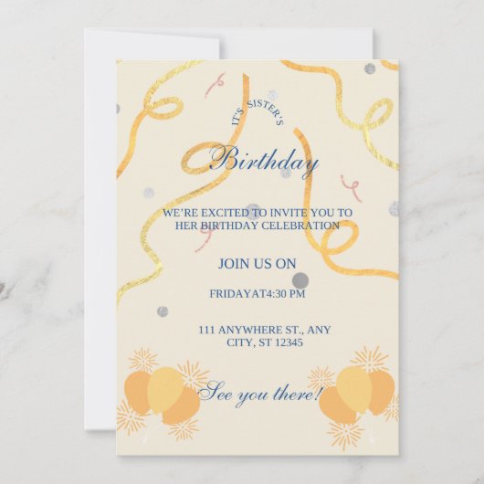 Invitation taille de l'invitation à plat : 5 po x 7 po (Devant)