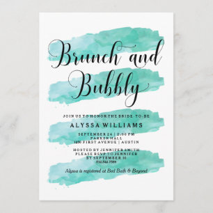 Invitation Tailles Abstraites turquoise Brunch et Bubbly