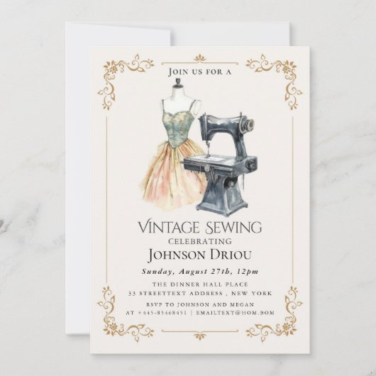 Invitation Tailleur Élégant & Fête de Couture (Devant)