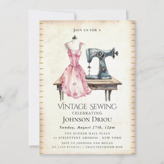 Invitation Tailleur Élégant & Fête de Couture (Devant)