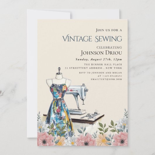Invitation Tailleur Élégant & Fête de Couture (Devant)
