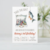 Invitation Take the Bait, Fishing Themed Birthday Party (Debout devant)