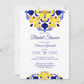 Invitation Talavera azulejo bleu tuiles douches nuptiales mex (Devant)
