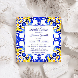 Invitation Talavera azulejo bleu tuiles douches nuptiales mex