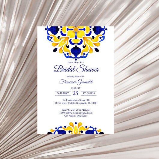 Invitation Talavera azulejo bleu tuiles douches nuptiales mex