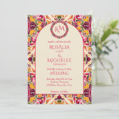 Invitation Talavera azulejo pink tile vintage Mexican wedding (Debout devant)