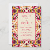 Invitation Talavera azulejo pink tile vintage Mexican wedding (Devant)