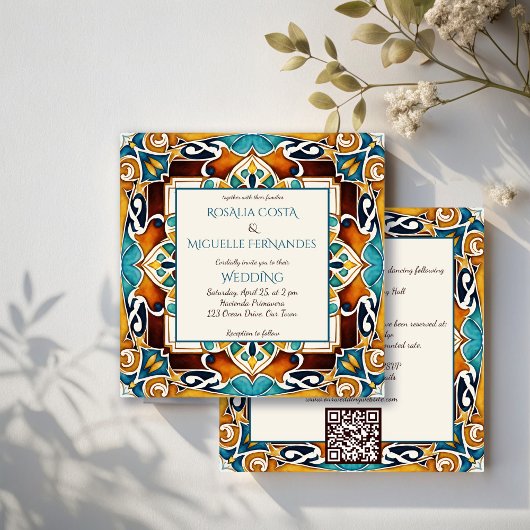Invitation Talavera azulejo tuile vintage mariage mexicain