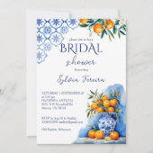 Invitation Talavera bleu chinoiserie citrus nuptiale (Devant)