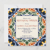 Invitation Talavera dîner de répétition mexicain vintage (Devant)